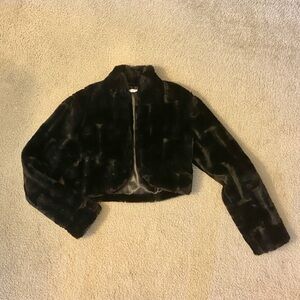 Tart Midnight Black Faux Fur Cropped Jacket